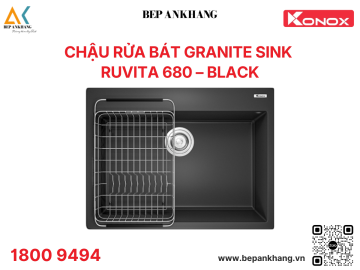 Chậu rửa bát 1 hố Konox Granite Sink Ruvita 680 – Black